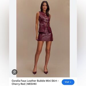 Meshki Burgundy Faux Leather Mini Skirt